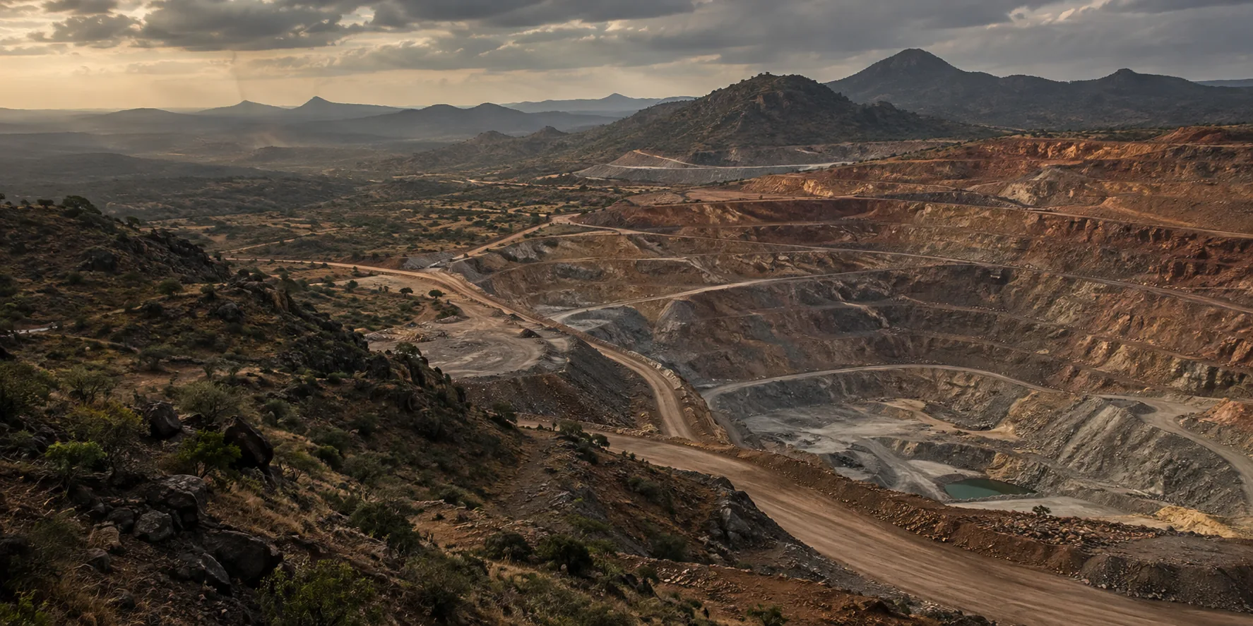 Illustrative view of an open-pit mining landscape